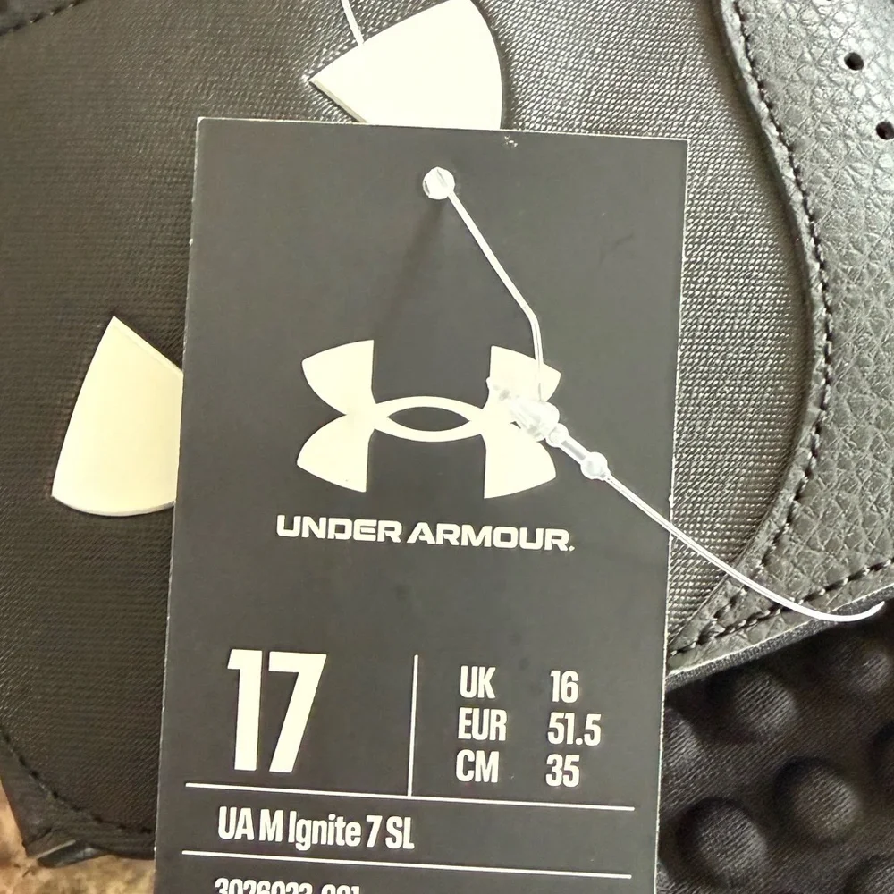 Under Armour Men's Ignite Pro Slide, (001) Black/Black/White, 17, US